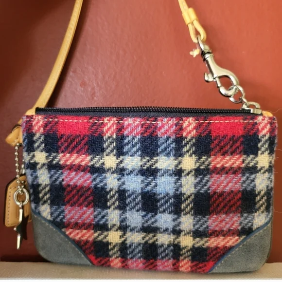 COACH Wool Plaid Mini Wristlet Bag - Picture 4 of 5